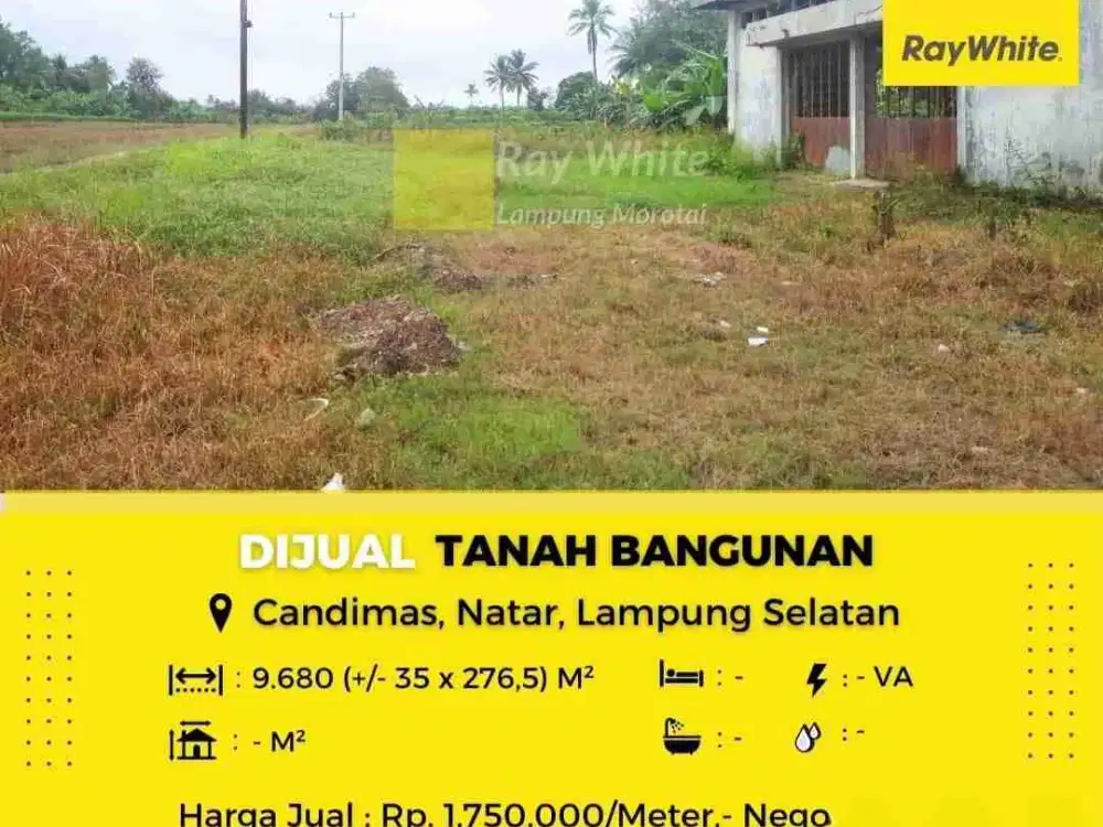 tanah luas 9680m natar candimas