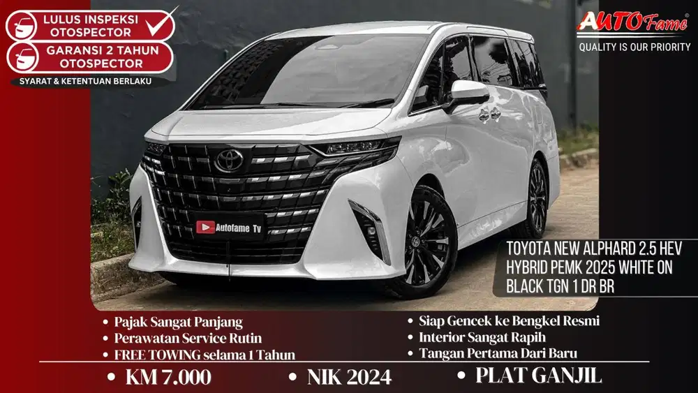 Toyota New Alphard 2.5 HEV Hybrid PEMK 2025 White On Black Tgn 1 Dr Br