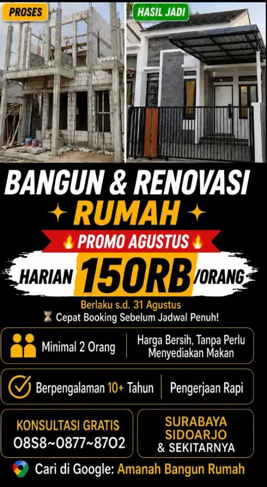 Tukang Bangunan Harian & Borongan | Surabaya Sidoarjo dan Sekitarnya
