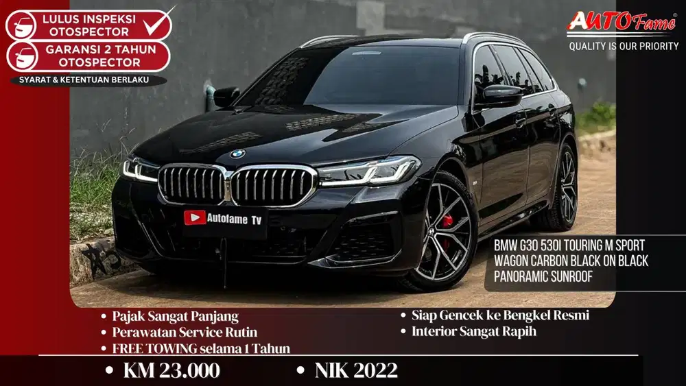 BMW G30 530i Touring M Sport Wagon Carbon Black On Black Panoramic Sun