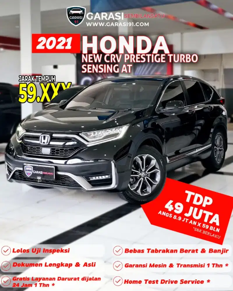 ‼️TDP 49 JT‼️HONDA CRV PRESTIGE TURBO SENSING CVT 2021