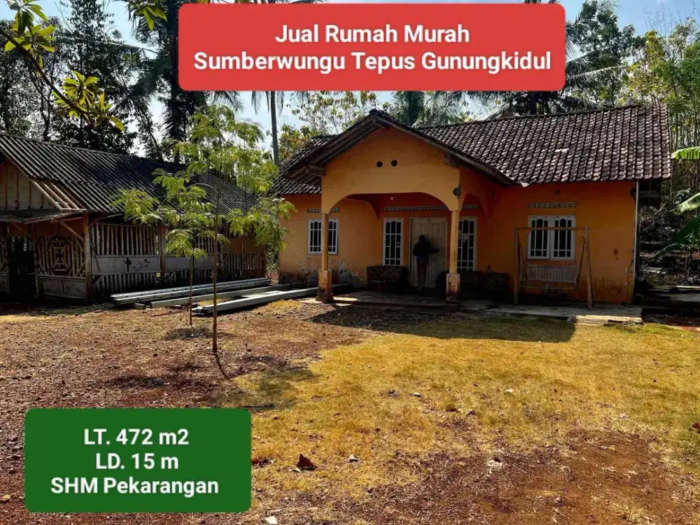 Jual rumah murah di Sumberwungu Tepus Gunungkidul 178 jt nego luas 472 m2 strategis