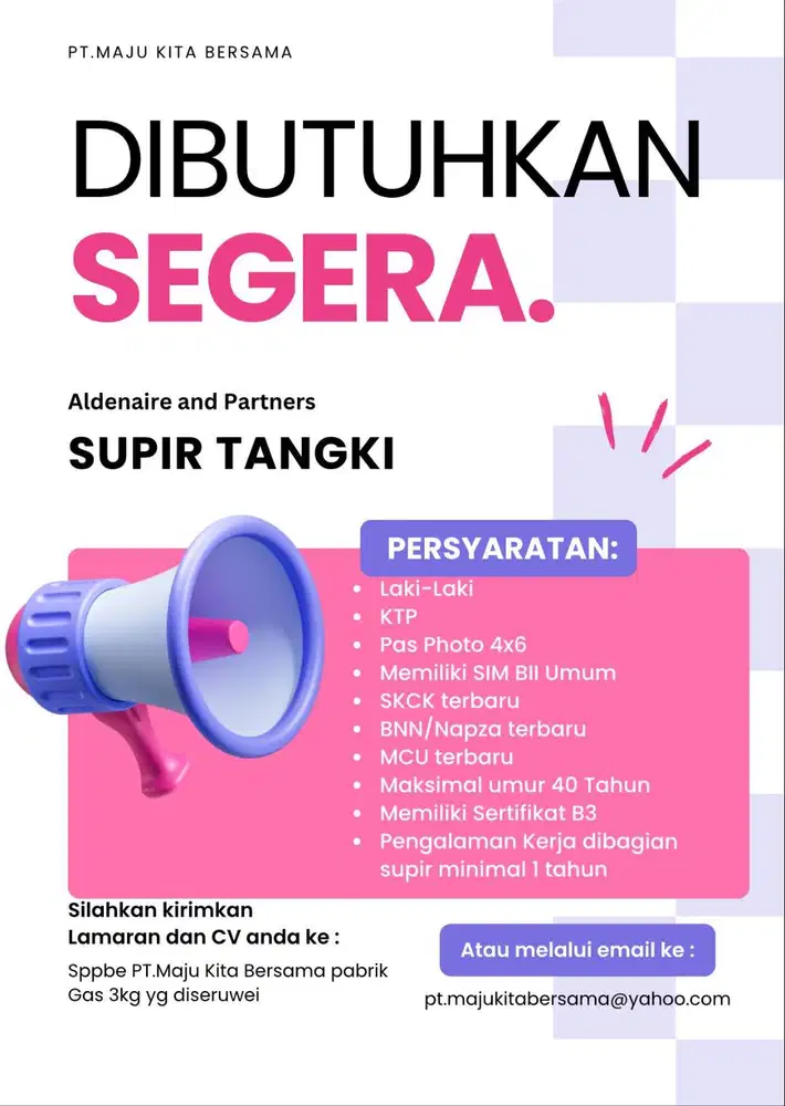 lowongan supir tangki