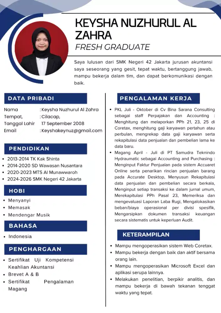 Fresh graduate siap bekerja segera