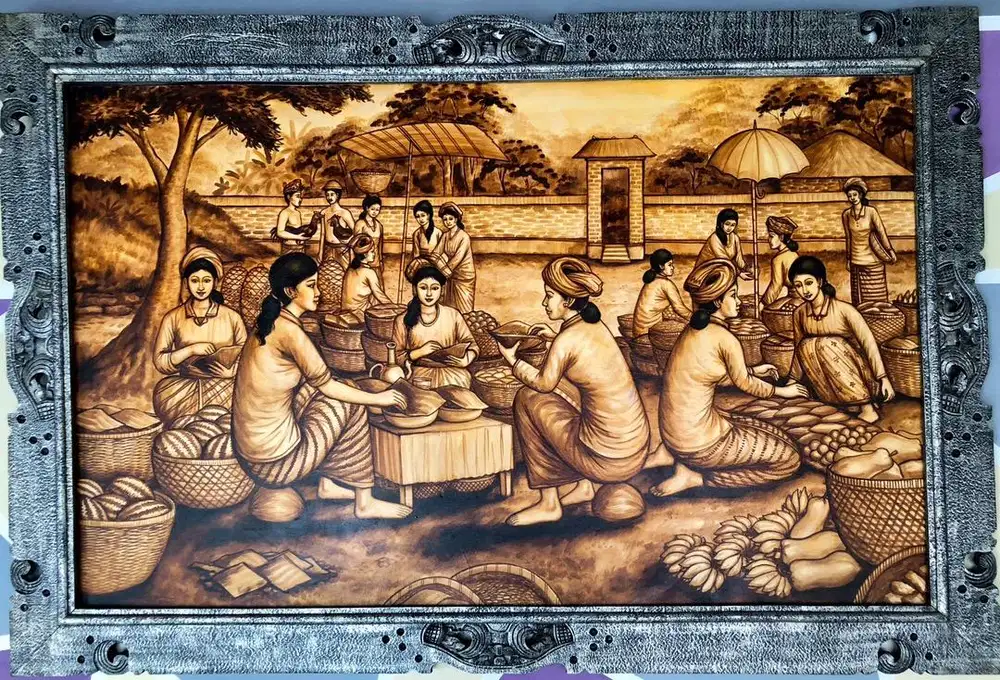 Lukisan Pasar Tradisional Bali