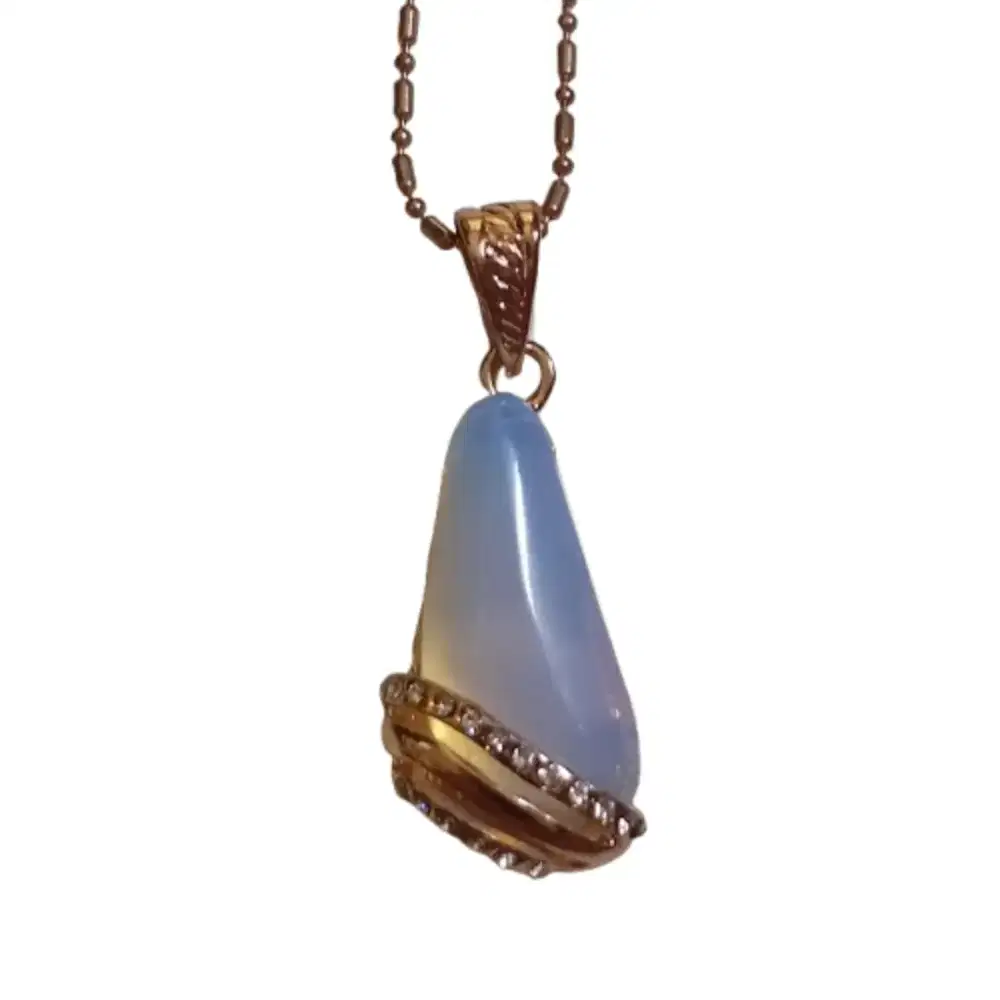 Kalung Opal Kalimaya Besar 32mm Perak Lapis Emas