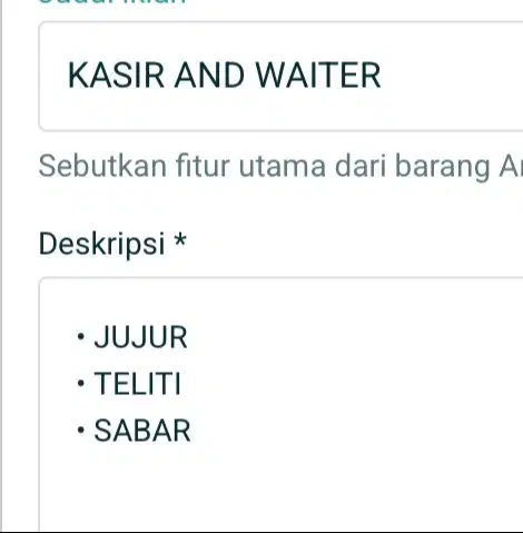 KASIR AND WAITER