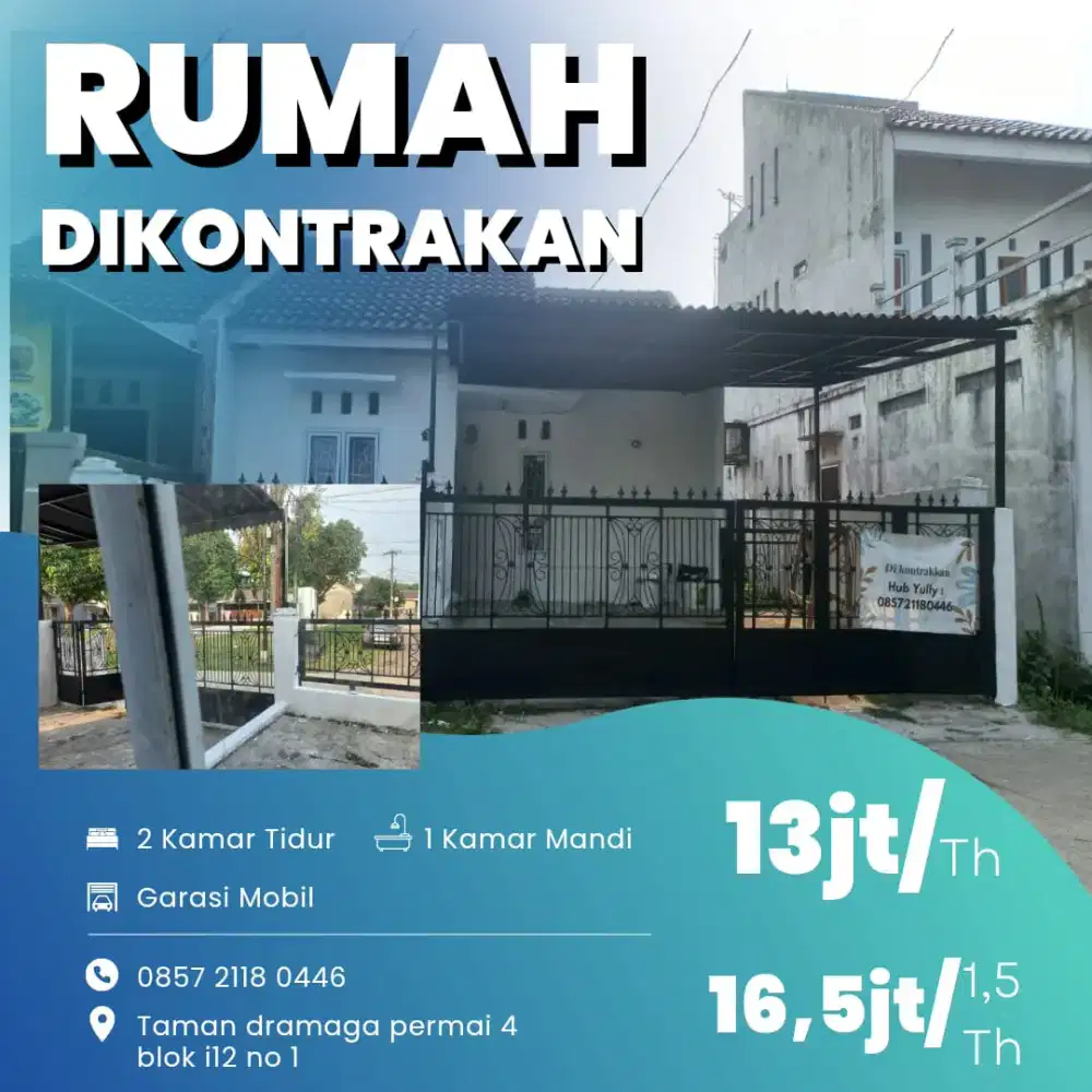 Rumah disewakan murah depan taman