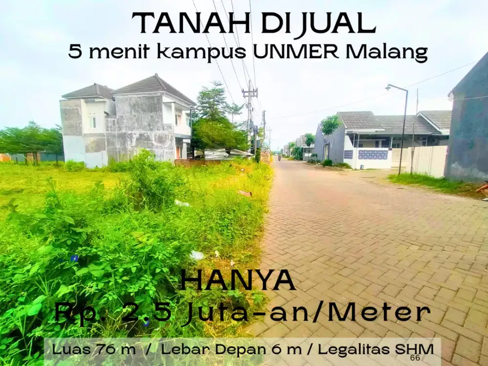 Untuk Dibangun Rumah SHM Tanah Malang 5 Menit Alun alun Malang