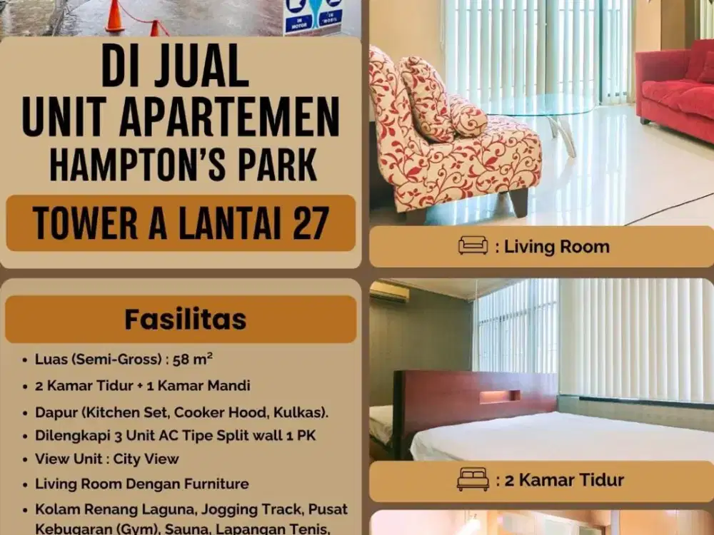 DIJUAL Apartemen yang Berlokasi di Hampton's Park, Pondok Indah, Jakarta selatan