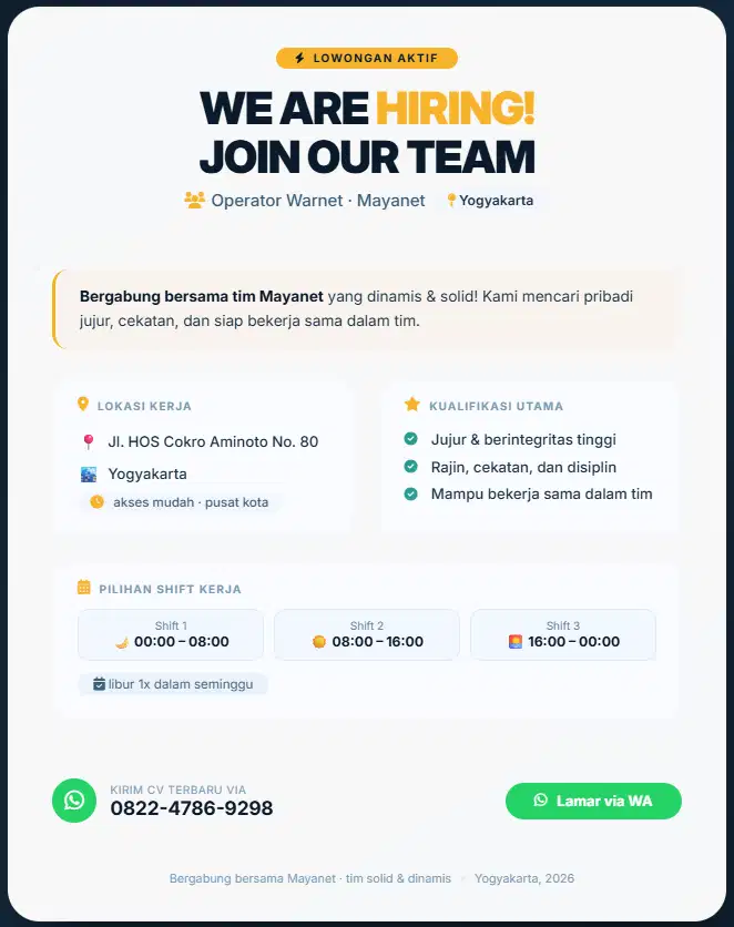 Loker Operator warnet