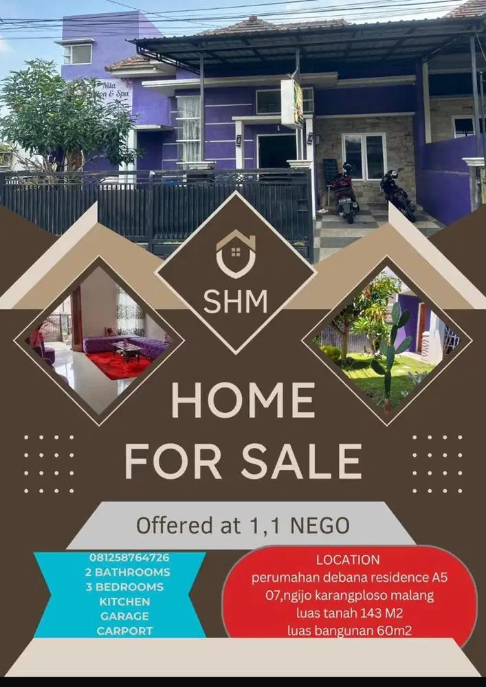 Jual Rumah hunian atau buat usaha