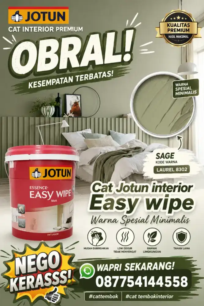 Cat Jotun Interior Hijau Sage Esthetic Kode Laurel