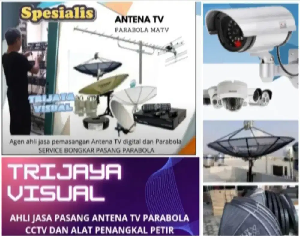 Ahli jasa pasang antena TV digital service parabola dan camera CCTV