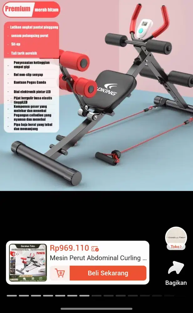 Getfit Mesin Alat Gym Sit up Rolling olahraga perut rata