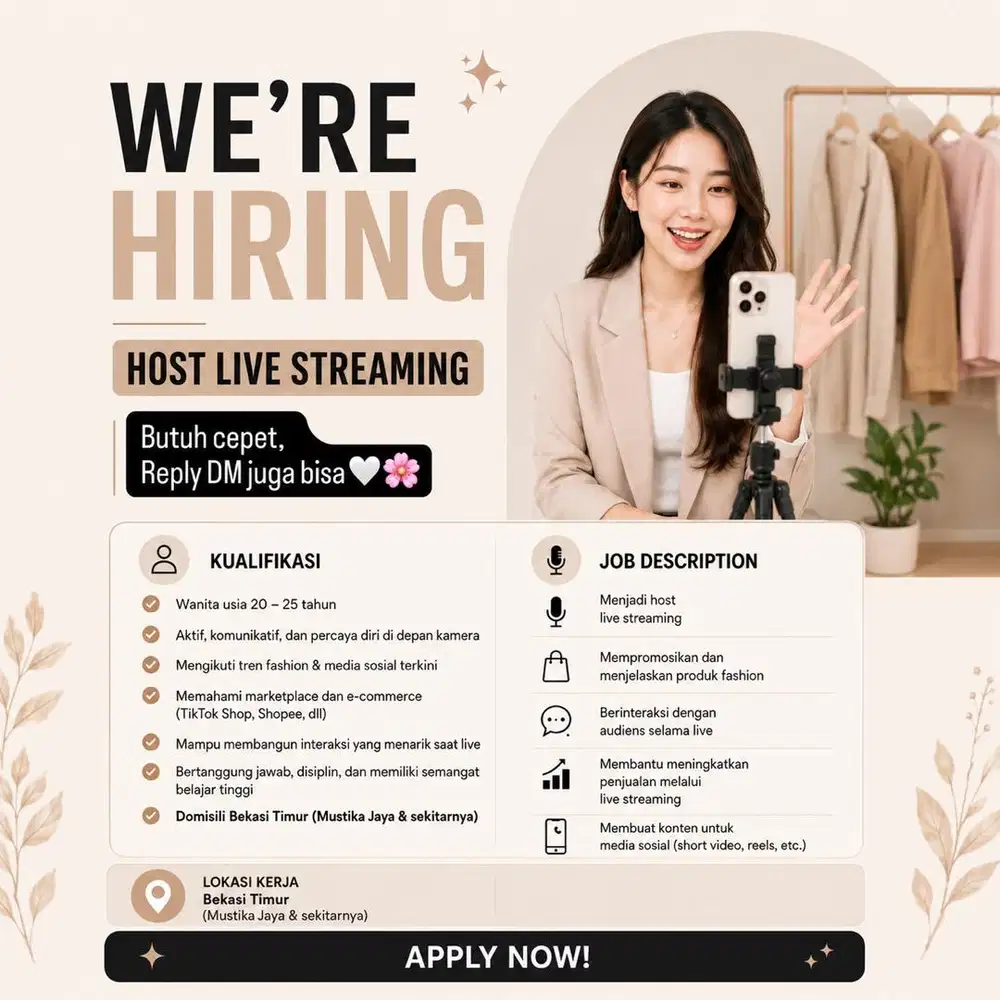 Lowongan Kerja Host Live Streaming