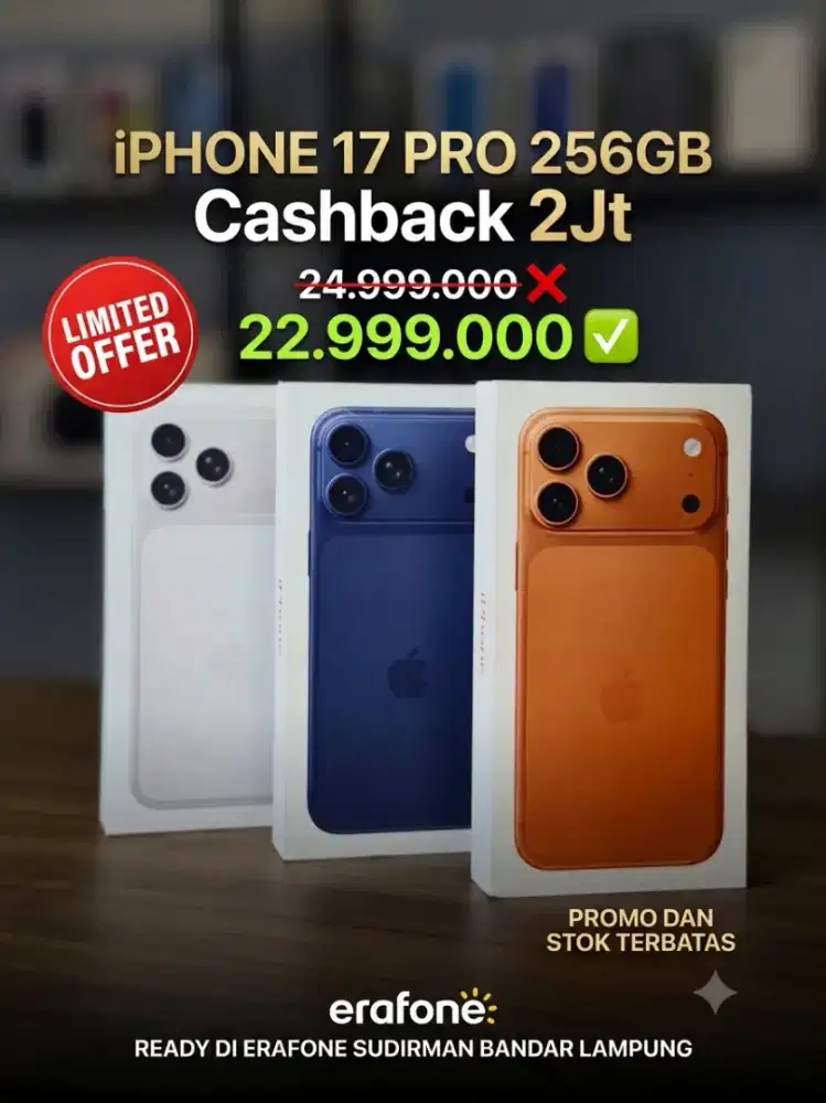 iPhone 17 pro garansi resmi cashback 2Jt Bisa Cicilan 0%