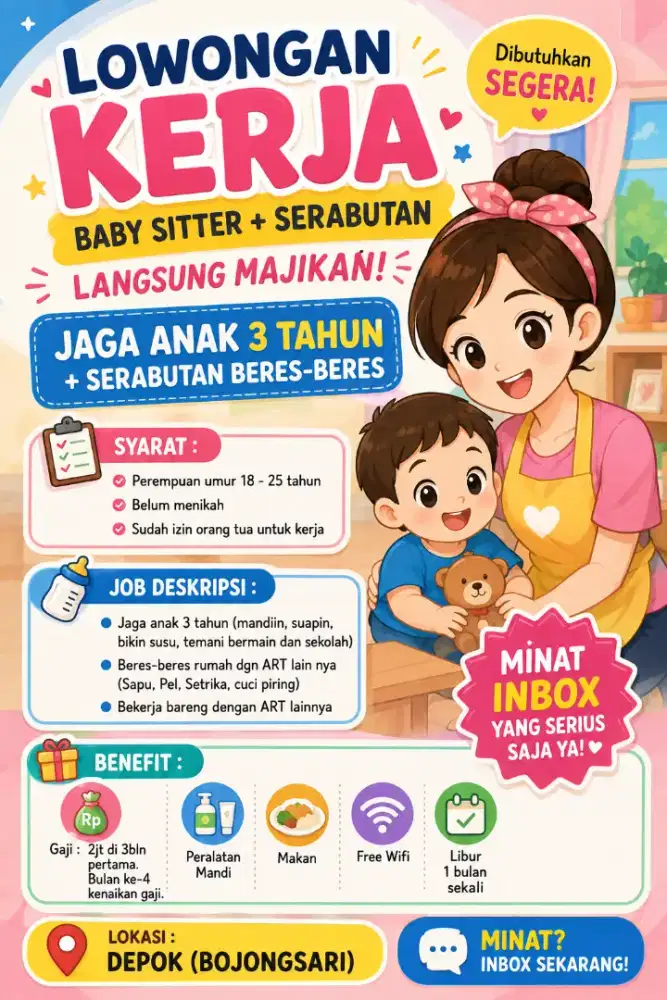 ART Serabutan Jaga anak 3 tahun