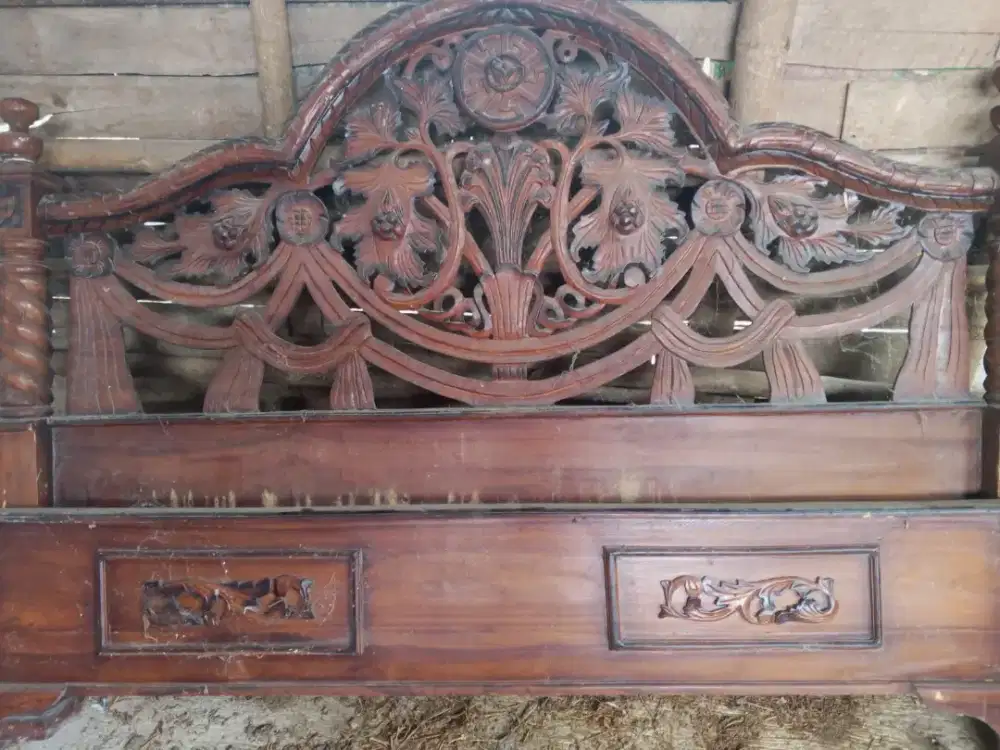 JUAL TEMPAT TIDUR KAYU JATI FUL SET