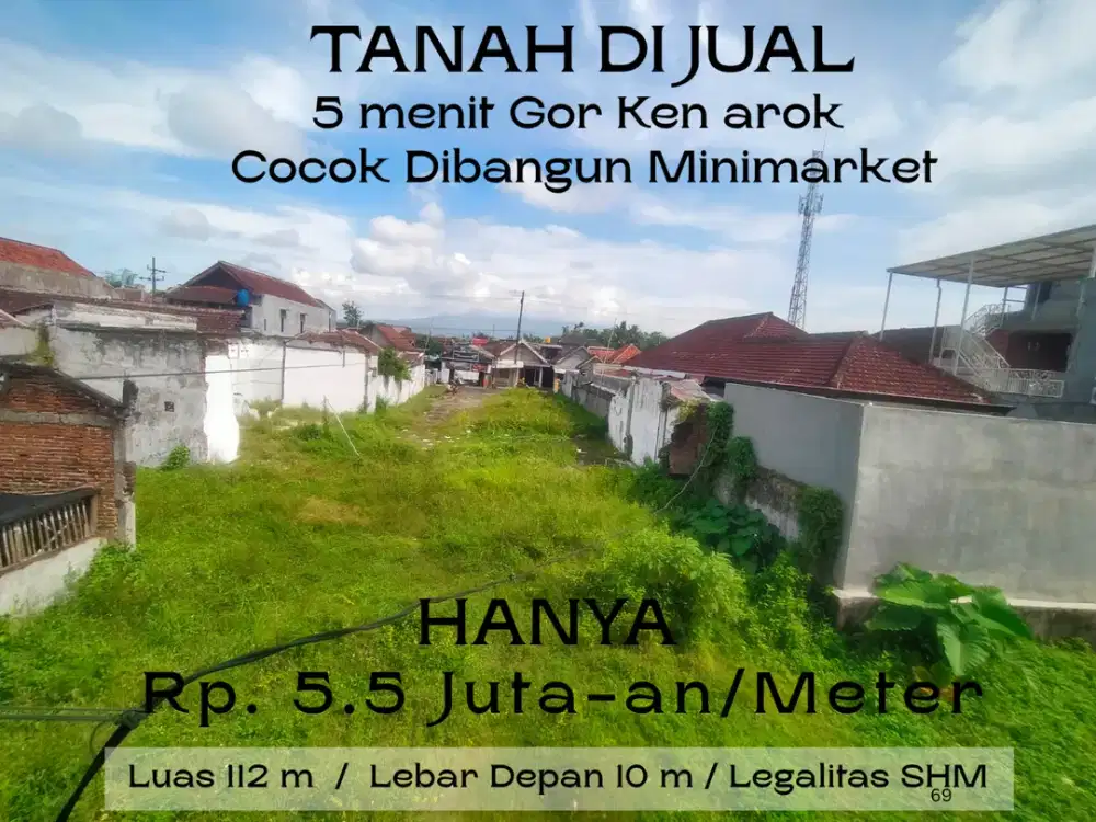 Cocok Dibangun Minimarket Harga Tanah Malang 5 Menit Universitas Terbuka Malang Lebar Jalan 6 Meter
