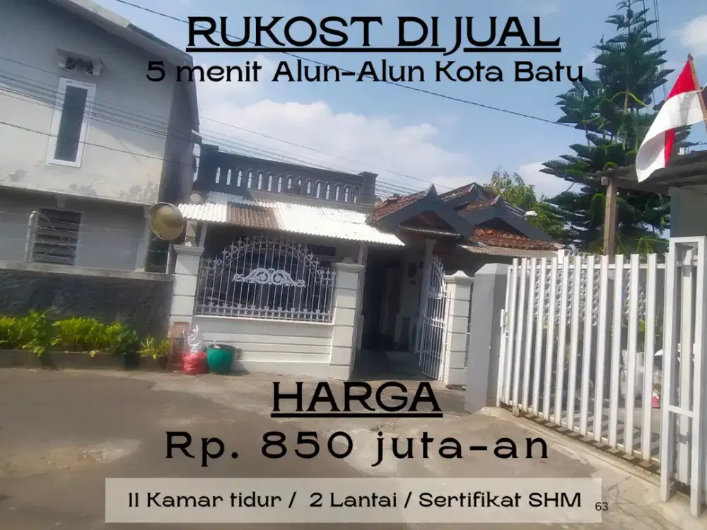Rumah Kost 11 Kamar Dijual – 1 Menit ke Batu Wonderland