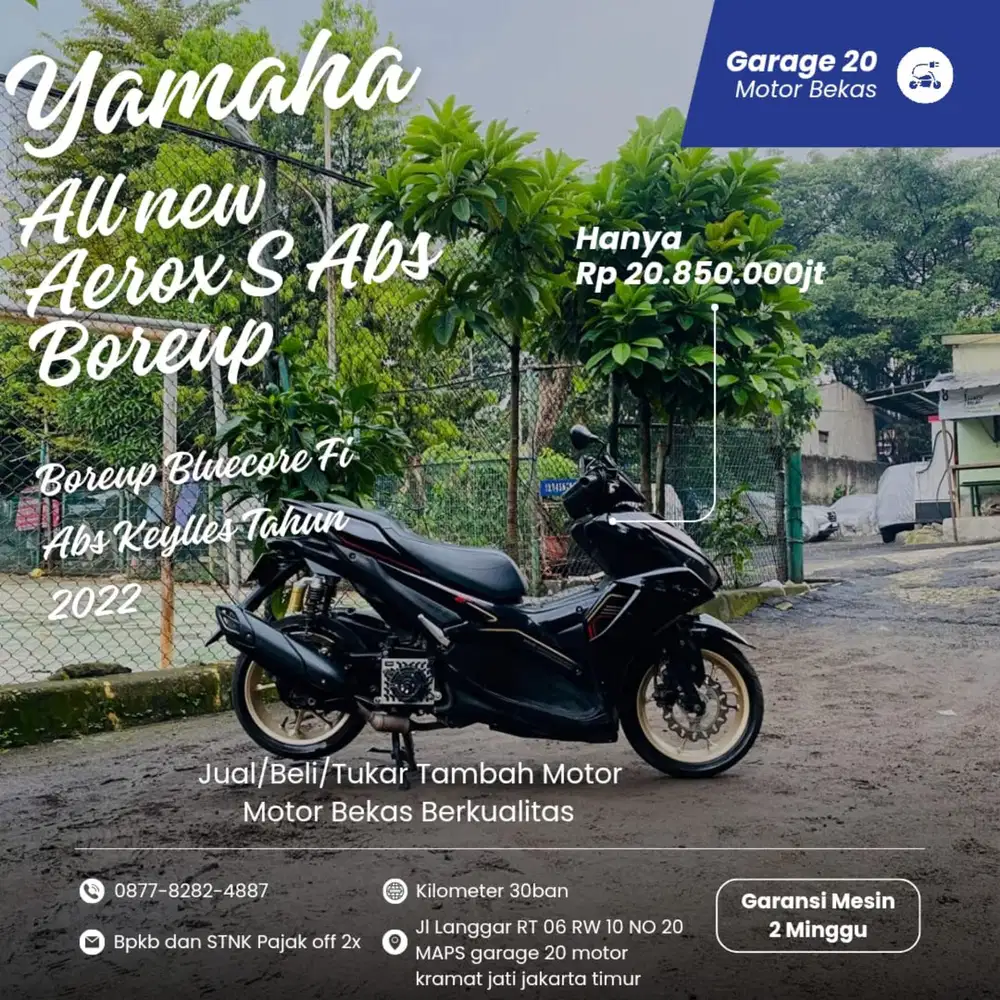 Yamaha All New Aerox S ABS Boreup VVA_Fi Bluecore Keylles Tahun 2022