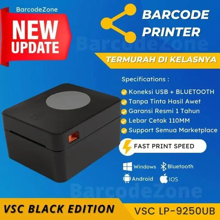 printer barcode bluetooth thermal VSC BP 9200BT USB 100mm Black NEW