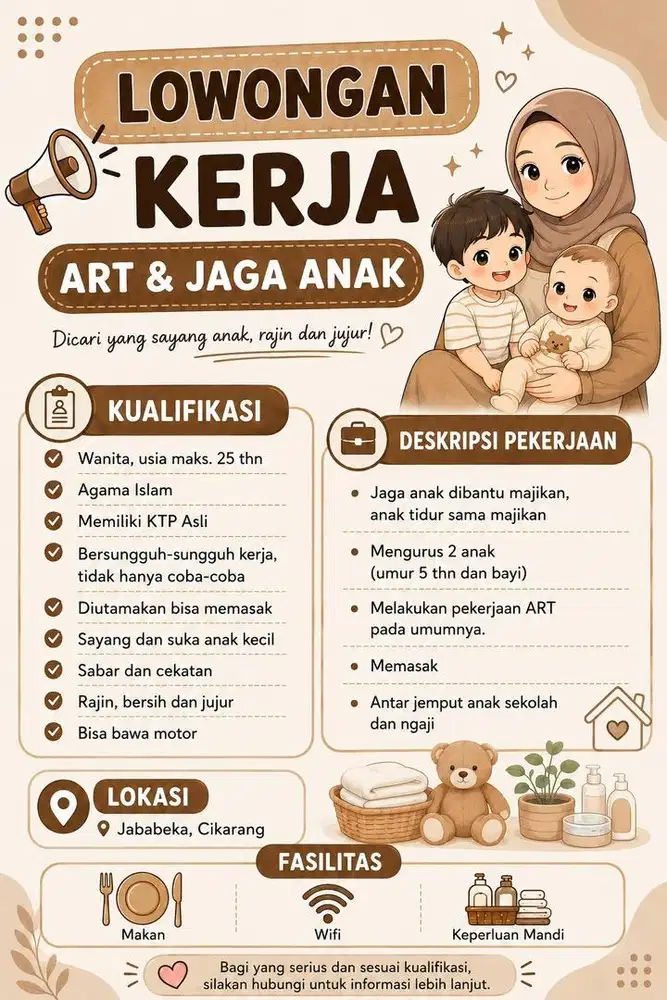 Loker ART dan Jaga Anak (Nginap)