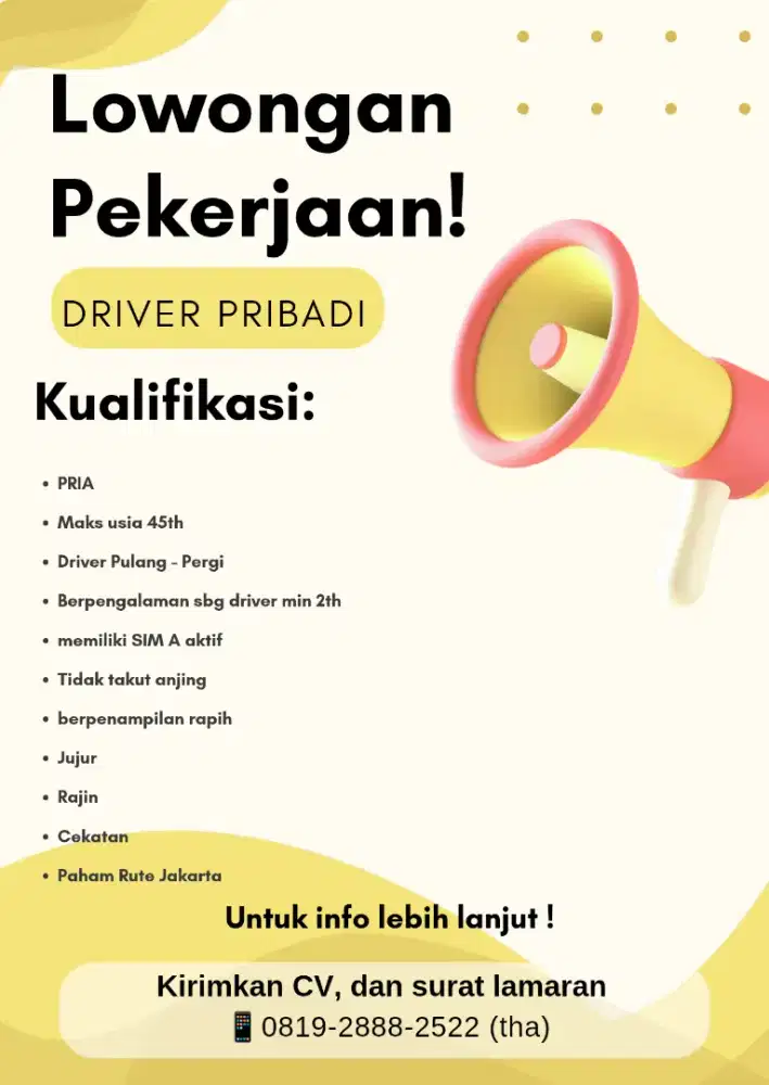 Dibutuhkan segera driver