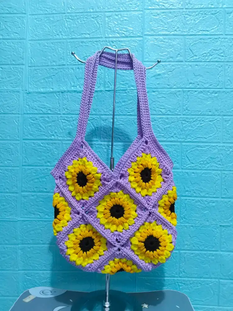 Tas rajut bunga matahari