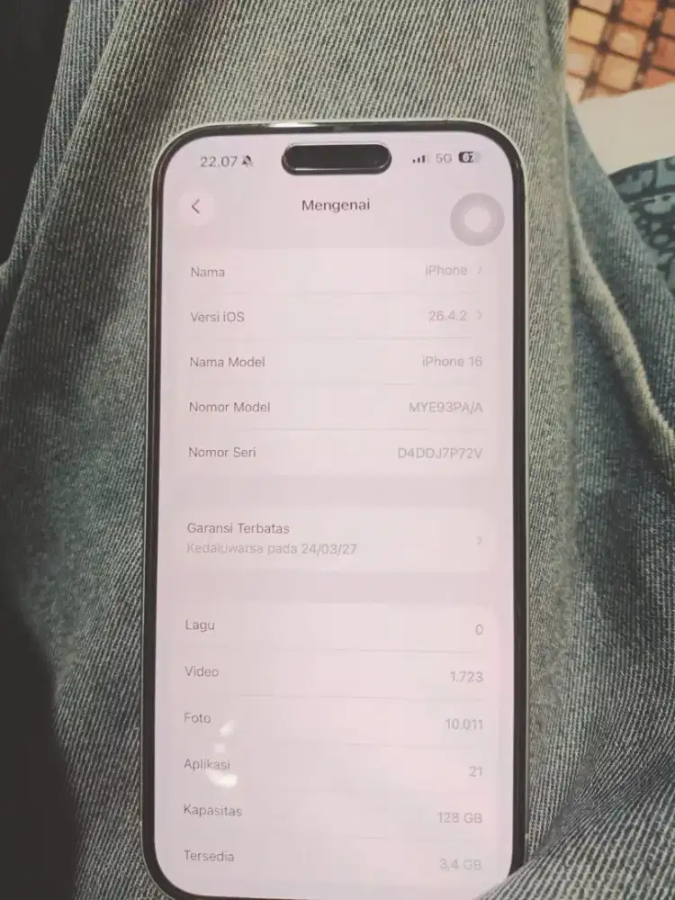 Iphone 16 128 gb garansi on