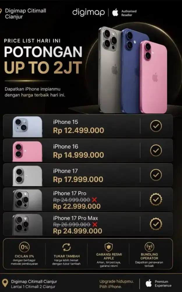 Promo potongan harga iPhone dari 500rb up to 2jt bisa pake cicilan yaa
