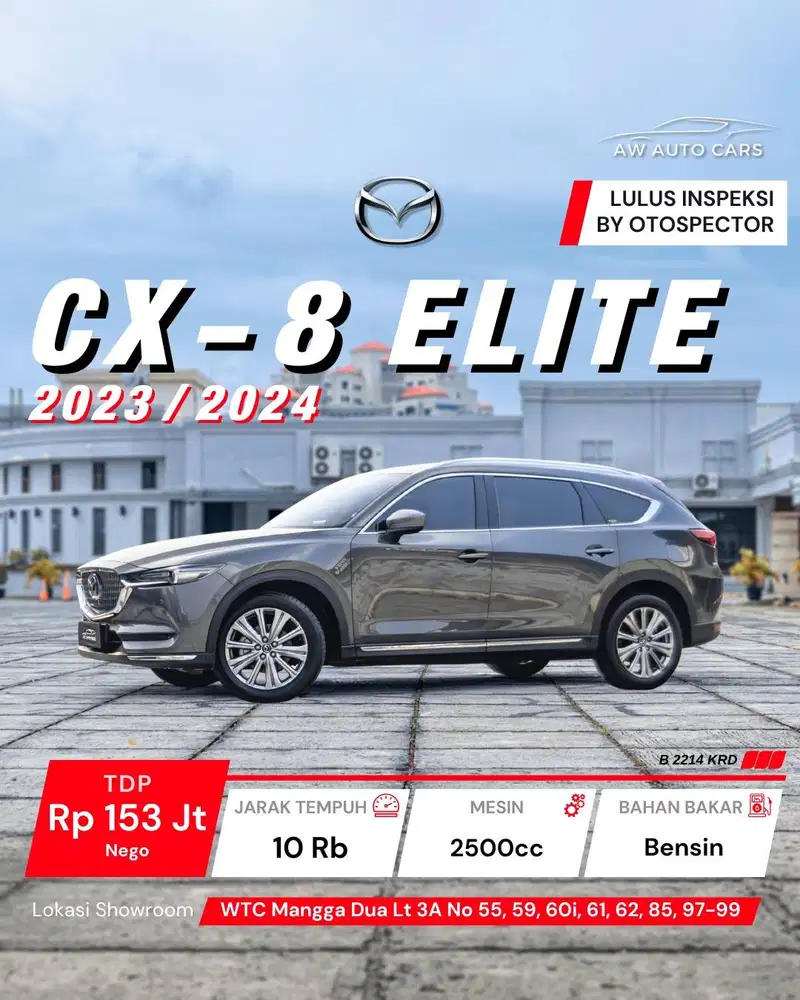 [KM 10 RB] Mazda CX-8 Elite 2024 NIK 2023 non touring Kuro AWD 2025