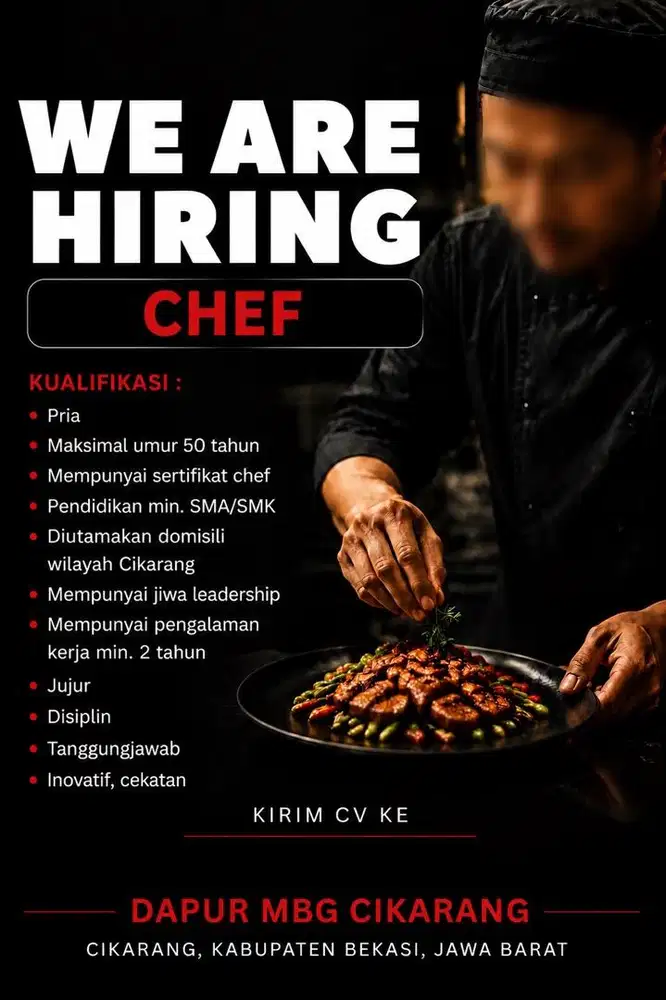 lowongan chef koki catering dapur