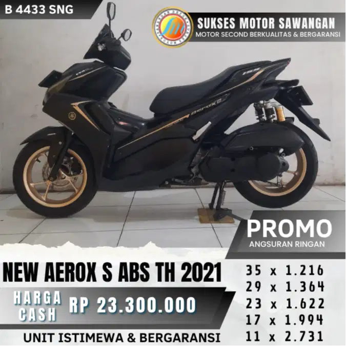 GRATIS BALIK NAMA YAMAHA NEW AEROX S ABS TH 2021 HITAM UNIT BERGARANSI
