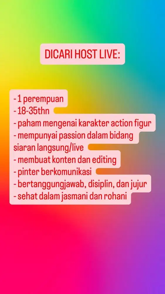 DICARI HOST LIVE TIKTOK/SHOPEE