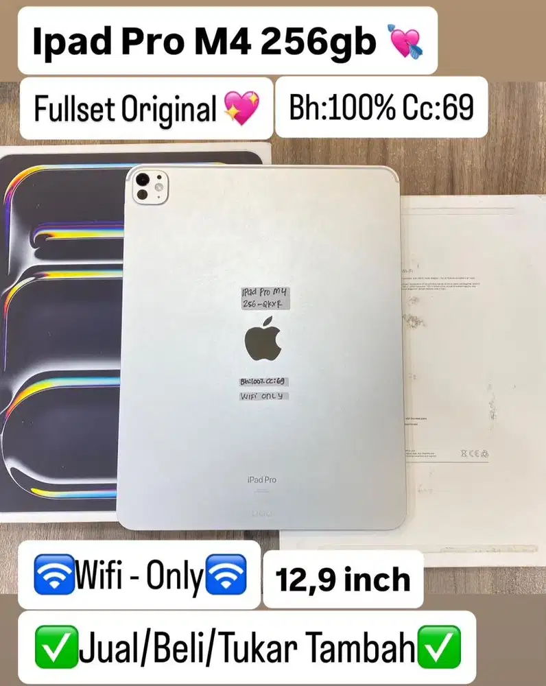 Ipad Pro M4 13 inch 256 Gb Silver Fullset Original
