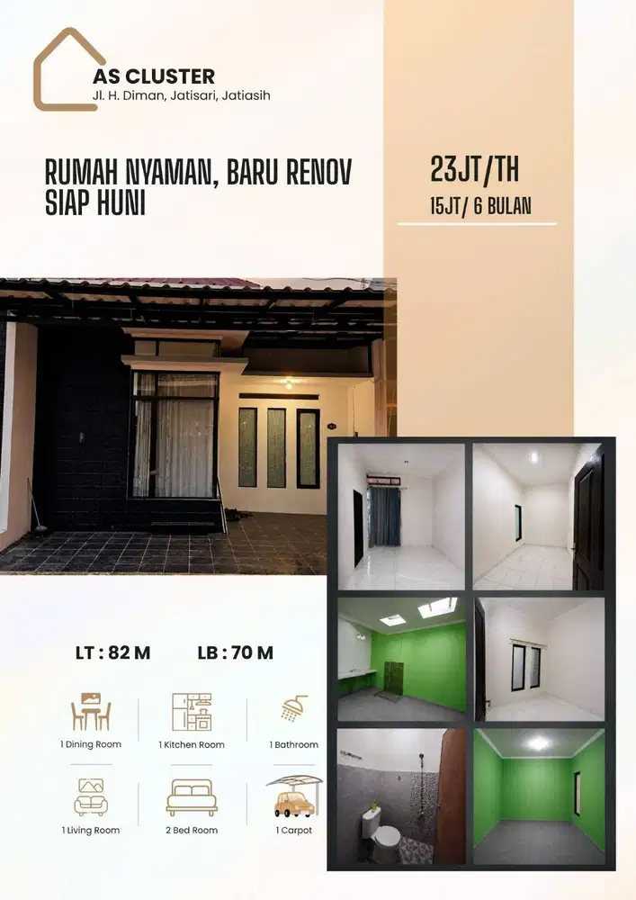 Disewakan Rumah Cluster Nyaman, Aman, dan Strategis