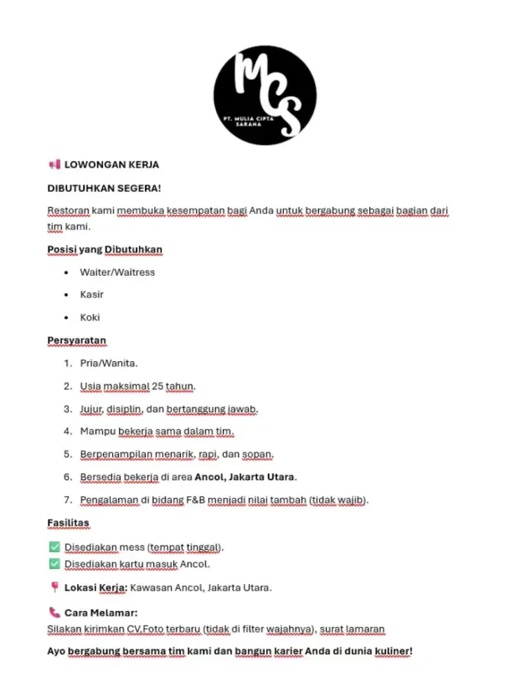 Dibutuhkan Segera