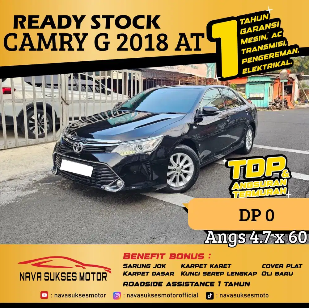 TDP 5JT TERMURAH Toyota Camry G 2.5 2018 AT