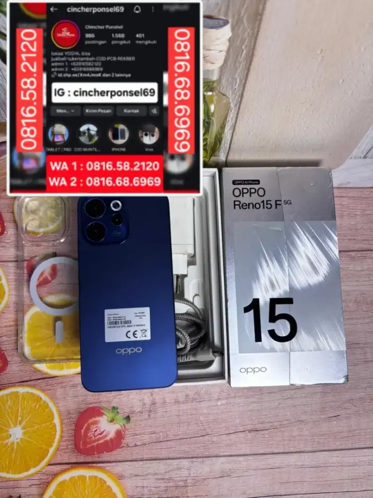 Jual HP Oppo Reno 15F 5G 8/256 likenew istimewa grns belum aktif