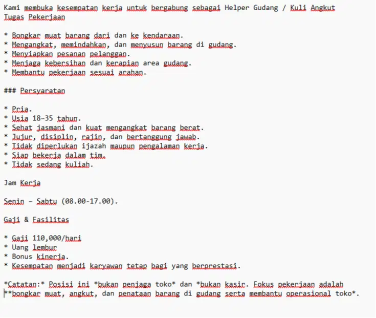 KULI ANGKUT (PRIA)