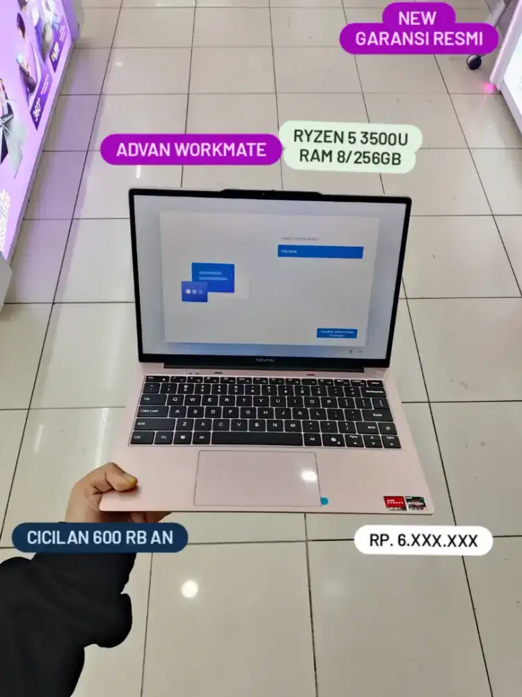 Laptop Advan Workmate Pink Grey Blue Garansi Resmi Termurmer