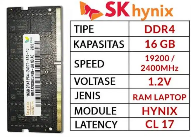 [NEW ORIGINAL] RAM LAPTOP SO-DIMM SK HYNIX DDR4 16GB 2400 MHz 19200