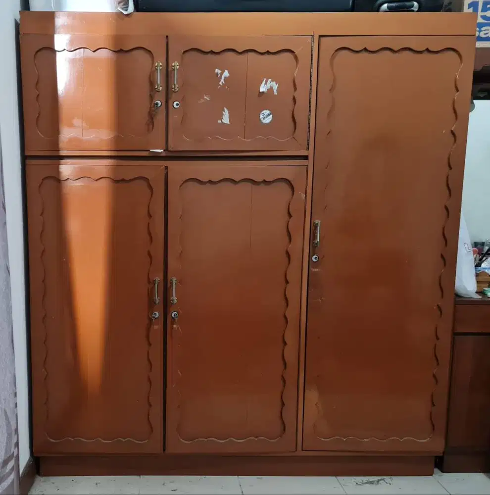 Lemari Pakaian 5 Pintu Multifungsi | Rak, Gantungan & Kabinet Atas