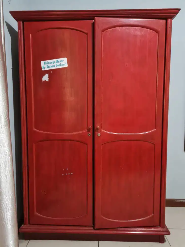 Lemari Pakaian 2 Pintu Minimalis | Lengkap Rak, Laci & Gantungan | Kok