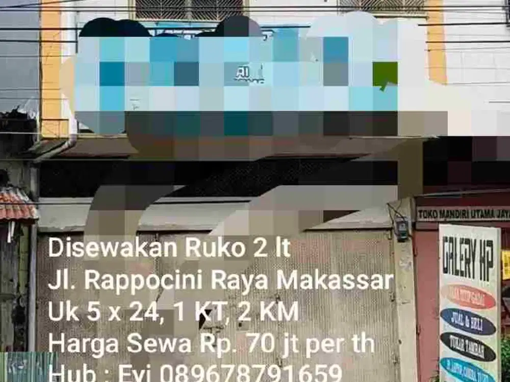 Disewakan Ruko 2 lt Jl. Rappocini Raya Makassar