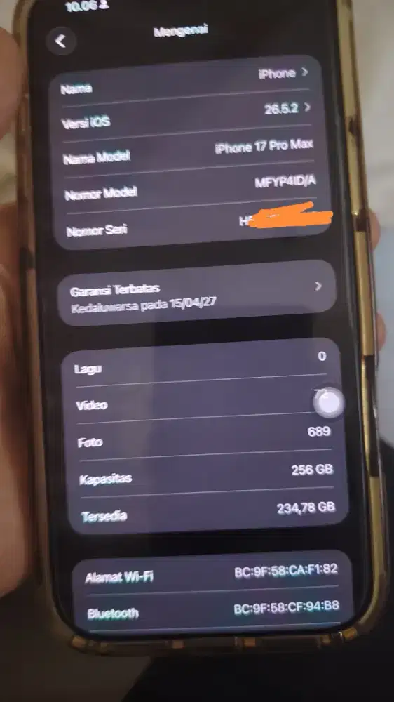Iphone 17 promax 256gb garansi bh 100