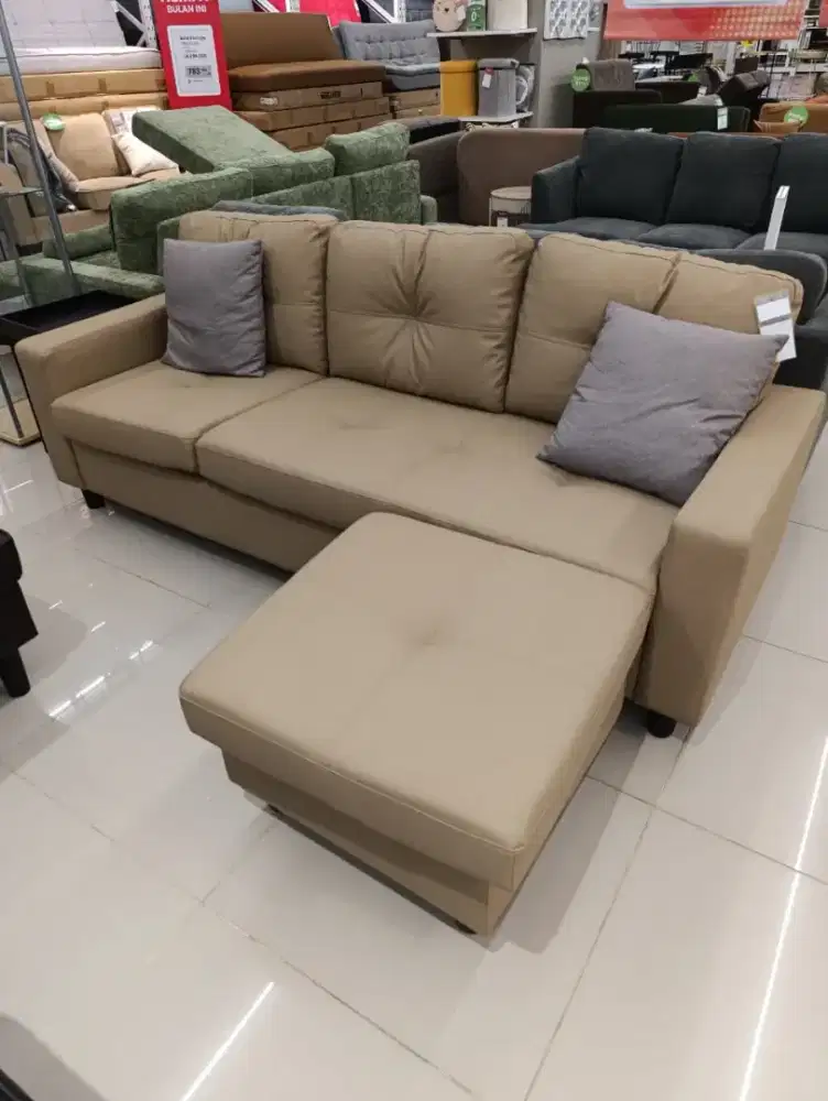Sofa L kulit minimalis