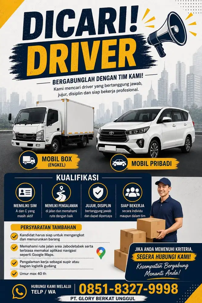 LOKER SUPIR DIBUTUHKAN SEGERA